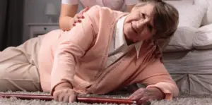 Elder woman fall on the floor
